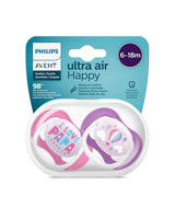 Emballage Philips Avent Ultra air Happy, 6-18 mois, 2 sucettes roses et violettes