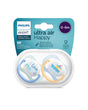 Boîte de 2 sucettes orthodontiques Philips AVENT 0-6m, tétines blanc/bleu et orange