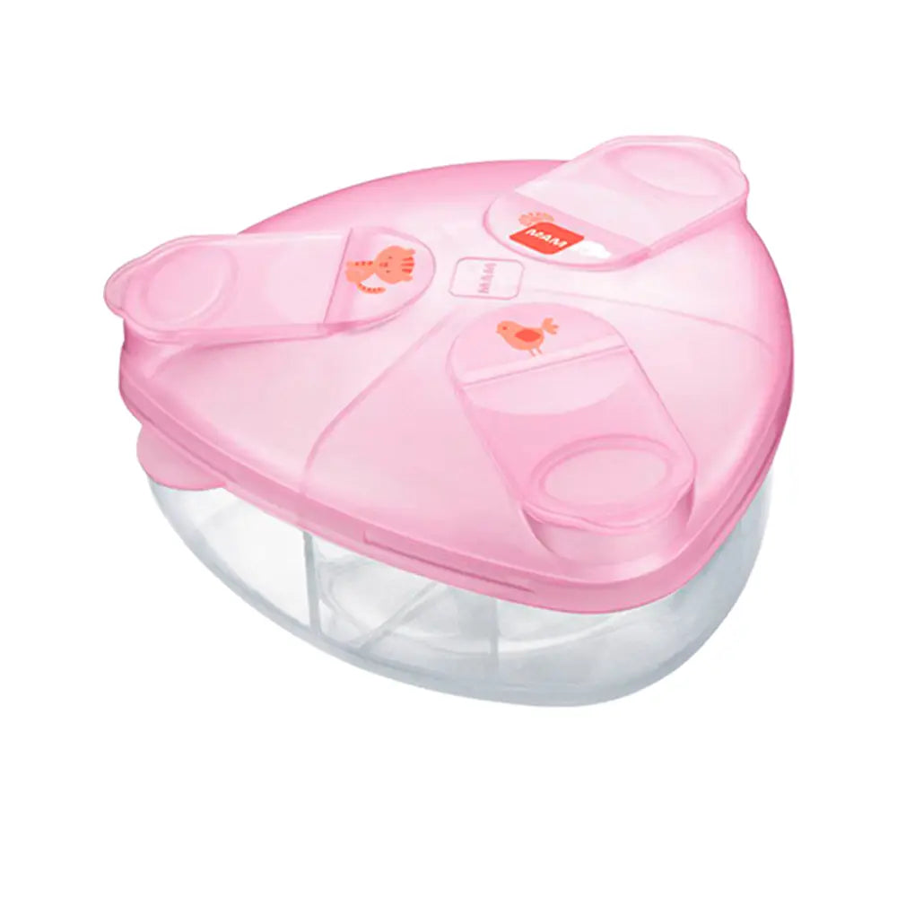 Boîte doseuse de lait MAM rose avec couvercle et compartiments