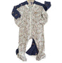 Ensemble pyjama bébé à fleurs, fermeture zippée et poignets bleu marine