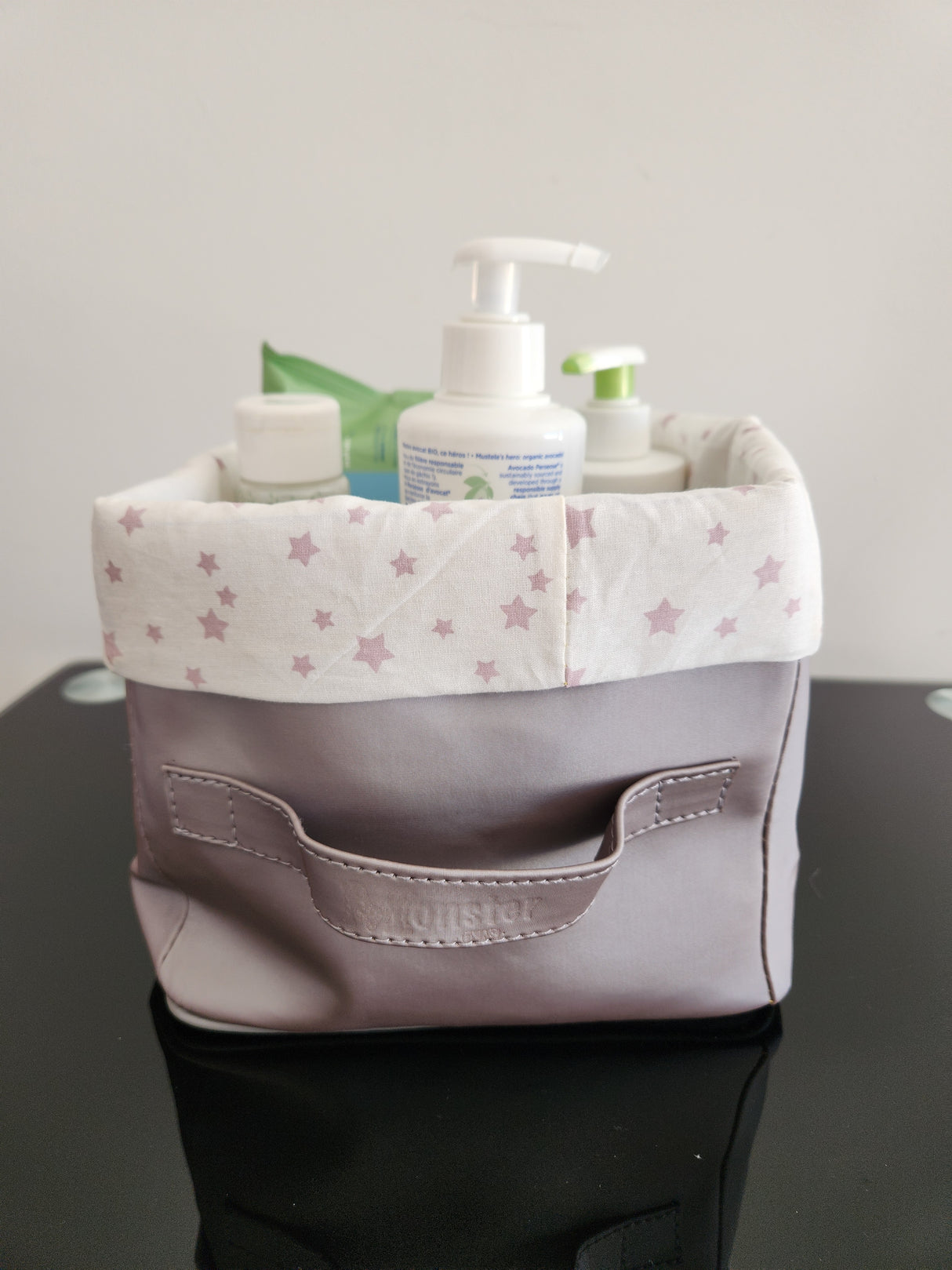 Panier mauve carré étoile mauve