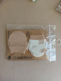 Moufles bébé en coton : paire beige côtelée et paire blanche à motifs, en package
