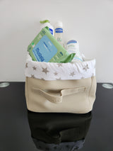 Panier beige carré étoile beige