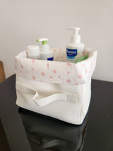 Panier blanc cassé carré étoile rose