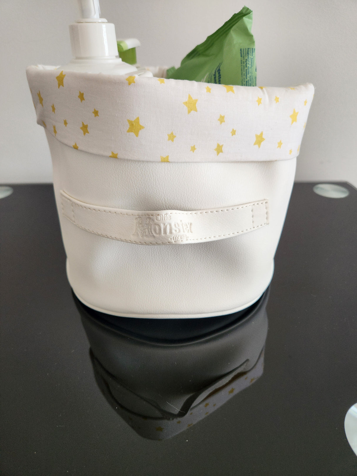 Panier blanc cassé rond étoile jaune