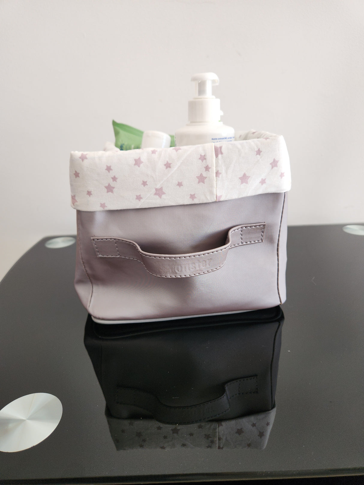 Panier mauve carré étoile mauve