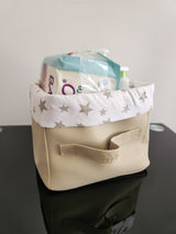 Panier beige carré étoile beige