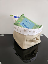 Panier beige carré étoile beige