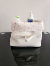 Panier blanc cassé carré étoile rose