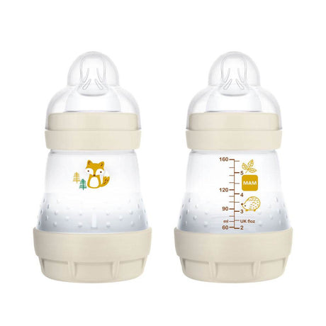 Biberon anti-colique MAM Easy Start 160 ml, blanc cassé, échelle graduée