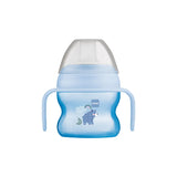 Tasse d’apprentissage MAM bleue à bec souple et poignées latérales