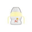 Tasse à bec souple MAM jaune en plastique transparent, poignées